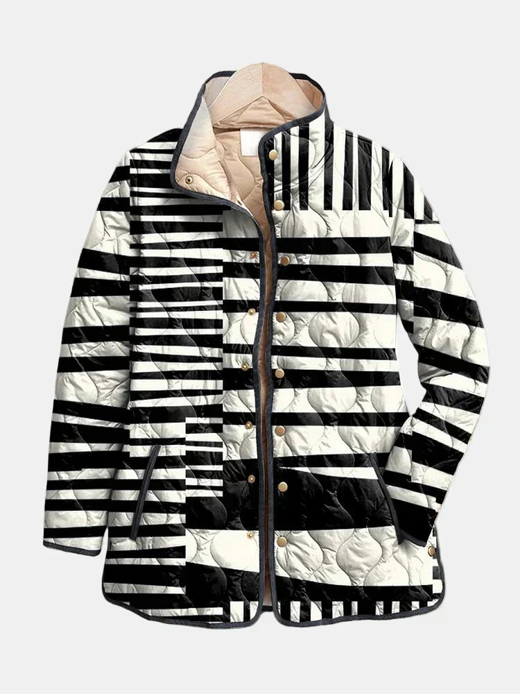 Black and White Abstract Quilted Jacket