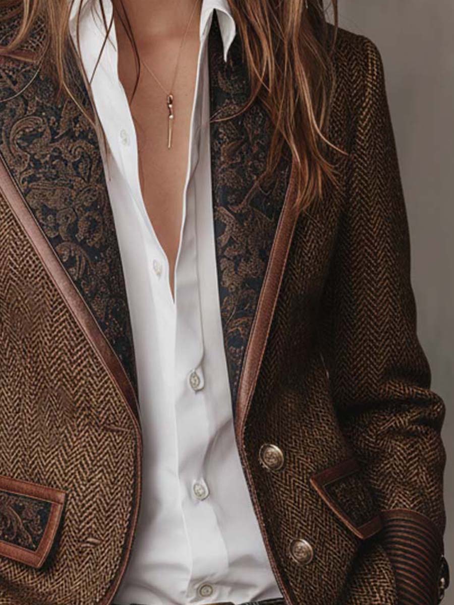 Herringbone Panel Blazer