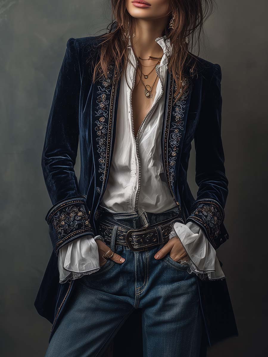 Embroidered Longline Jacket