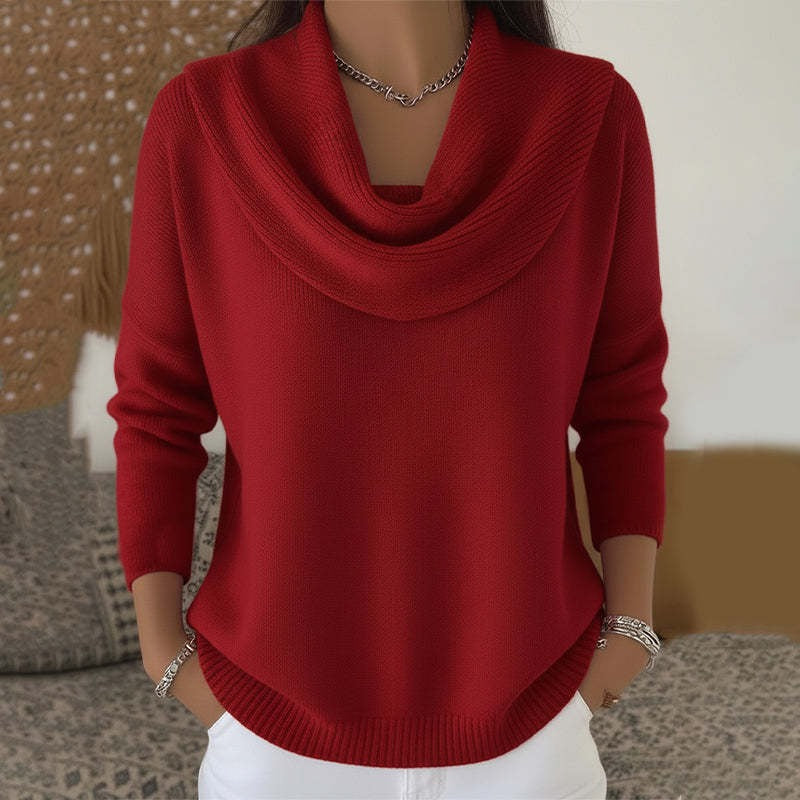 Barbara cowl neck sweater in red