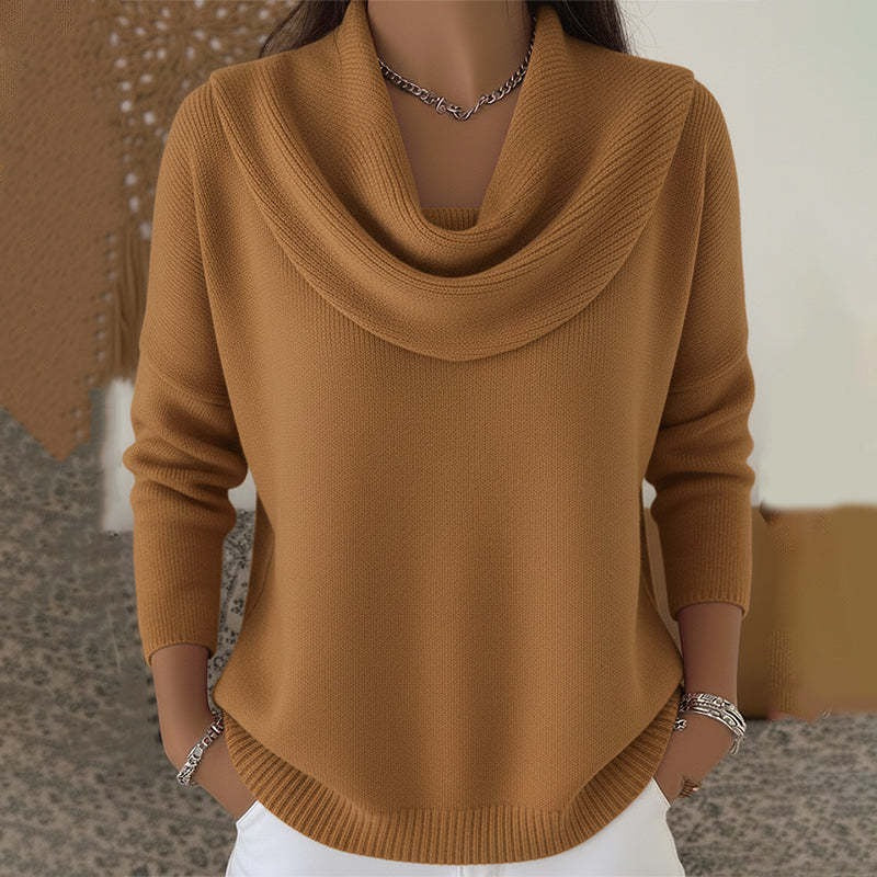 Barbara cowl neck sweater in brown