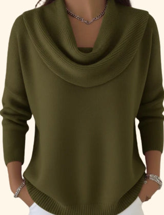 Barbara cowl neck sweater in green
