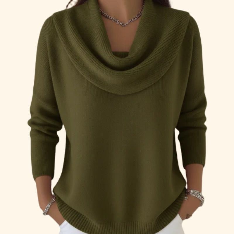 Barbara cowl neck sweater in green