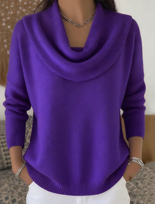 Barbara cowl neck sweater in purple