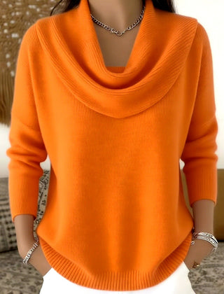 Barbara cowl neck sweater in orange