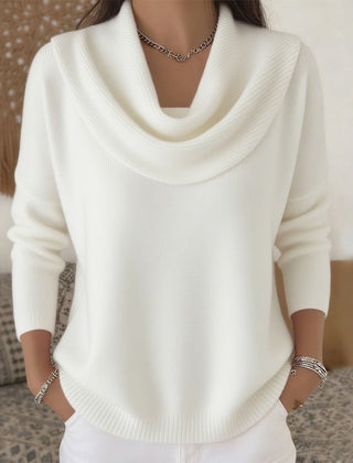 Barbara cowl neck sweater in white