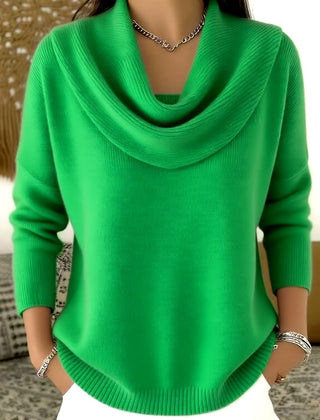 Barbara cowl neck sweater in light green