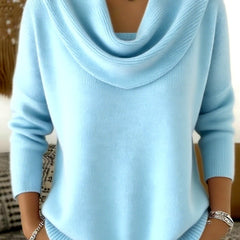 Barbara cowl neck sweater in sky blue