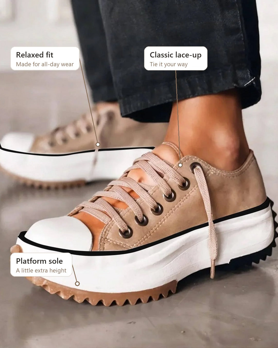 Bettina platform sneakers: platform sole, lace-up, relaxed fit