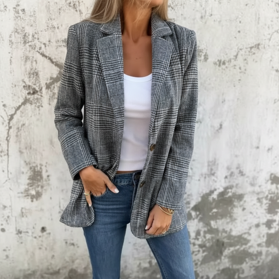 Valerie | Relaxed-Fit Houndstooth Blazer