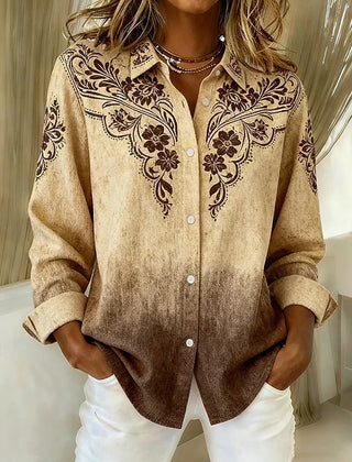 Vintage Western Floral Button Blouse