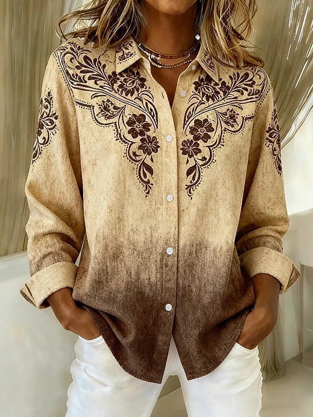 Vintage Western Floral Button Blouse