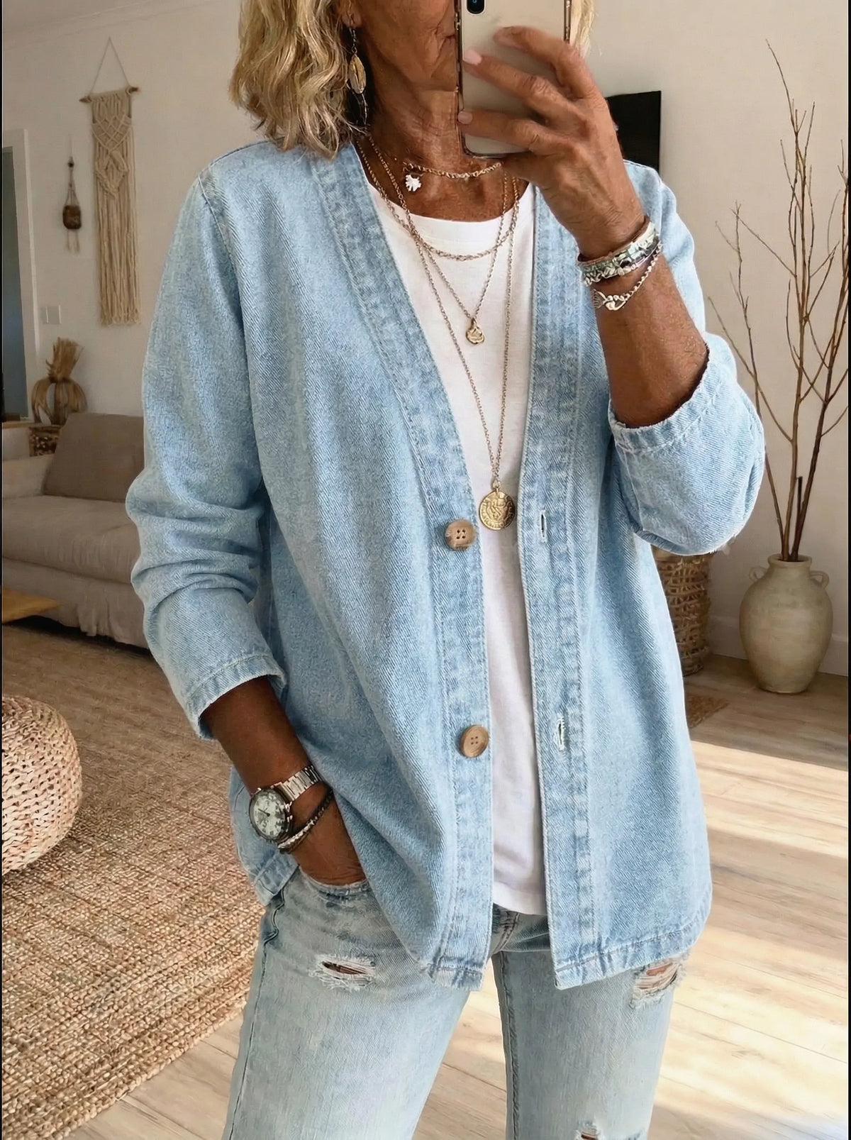 Denim Button Coat