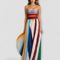 Strapless Pleated Maxi Dress