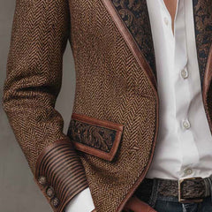 Herringbone Panel Blazer