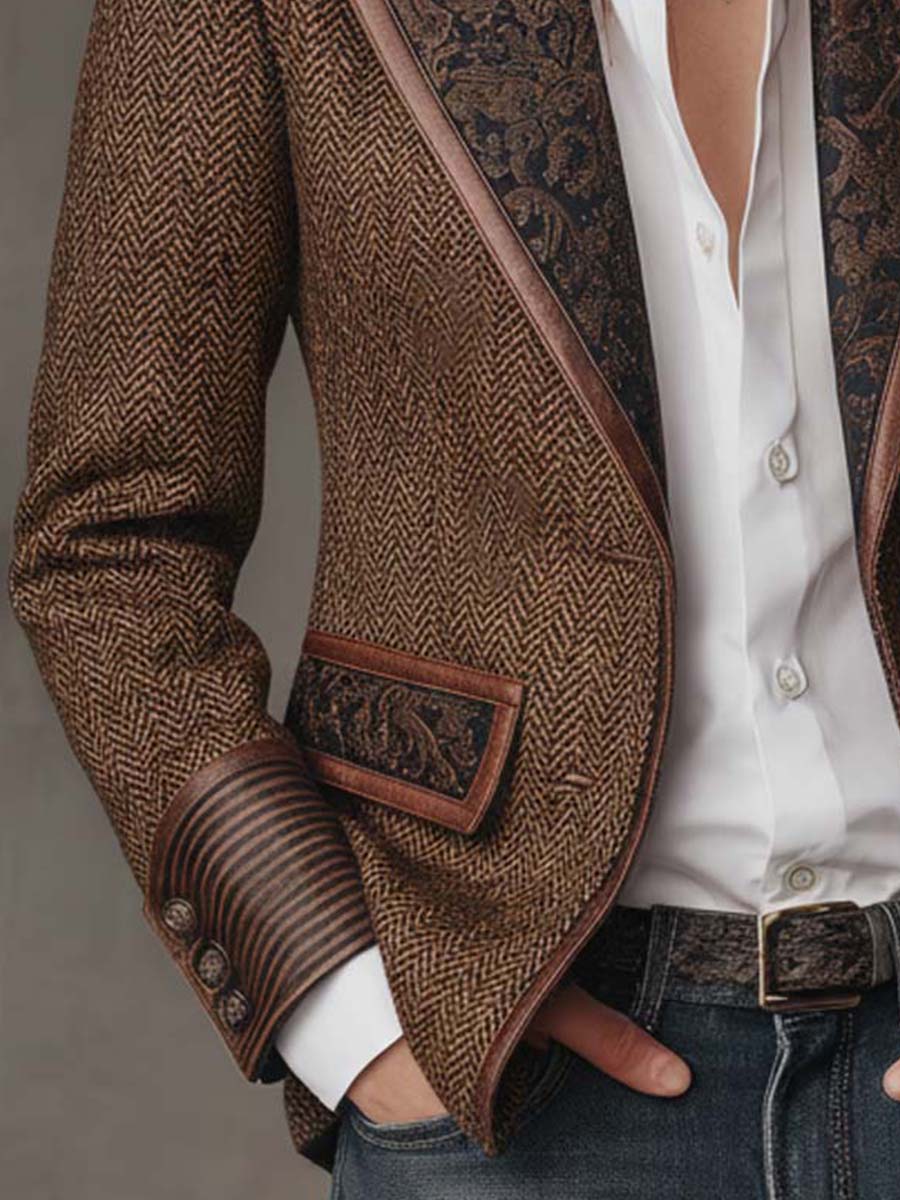 Herringbone Panel Blazer