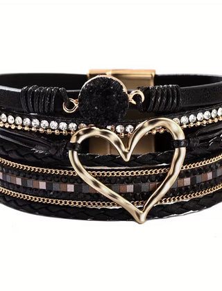 Bohemian Multi-Layer Heart Leather Bracelet