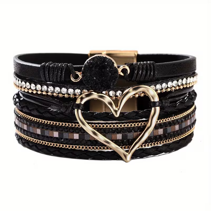 Bohemian Multi-Layer Heart Leather Bracelet