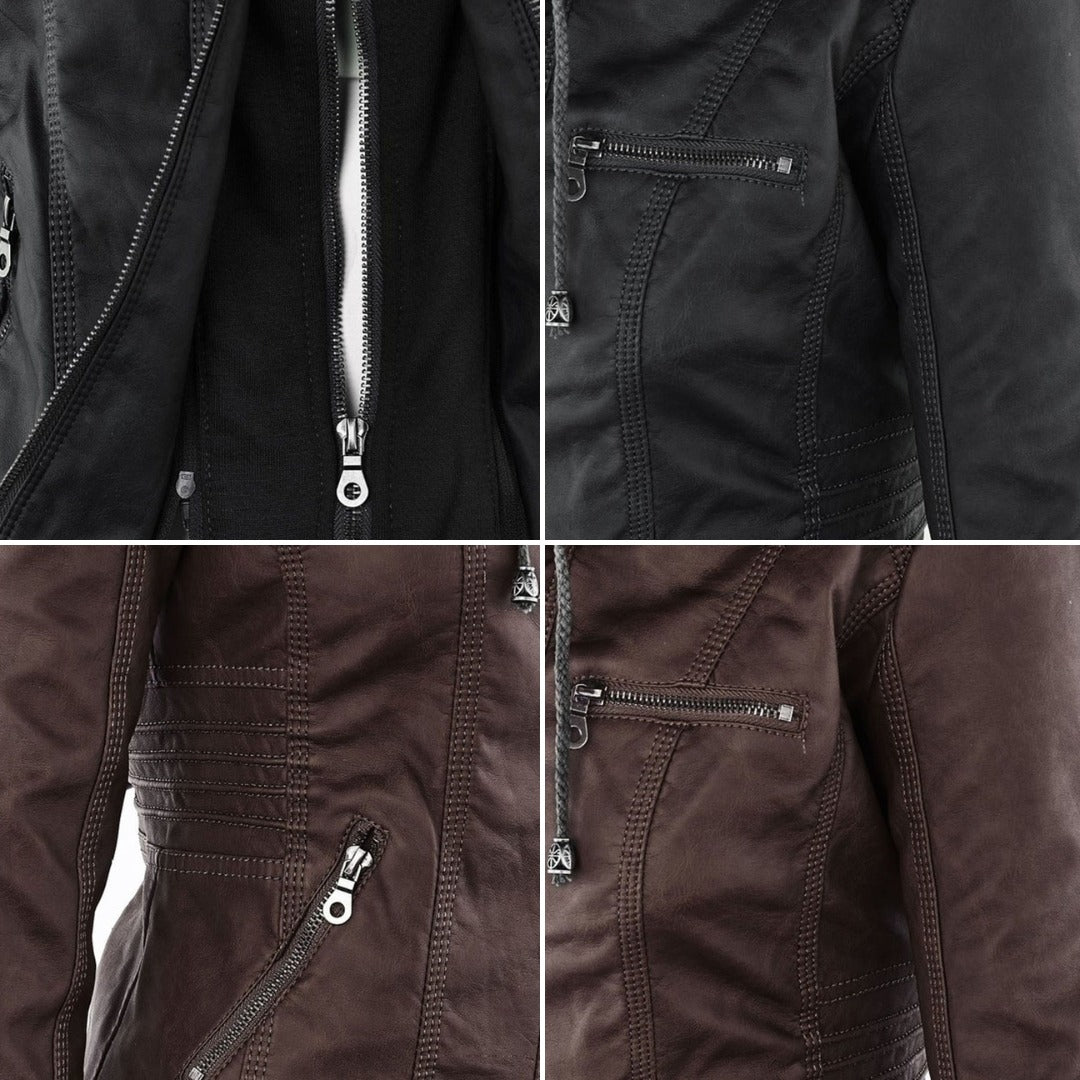 Callista hooded moto jacket