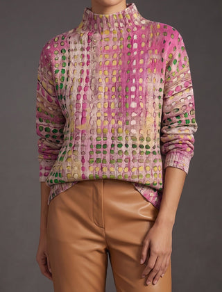 Orchid Dot Lattice Turtleneck