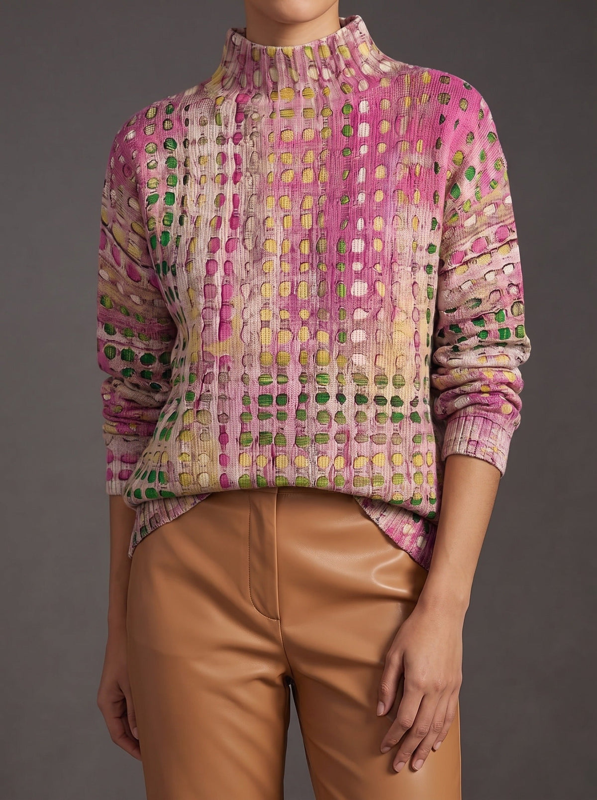 Orchid Dot Lattice Turtleneck
