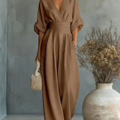 V-Neck High-Waist Jumpsuit