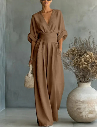V-Neck High-Waist Jumpsuit