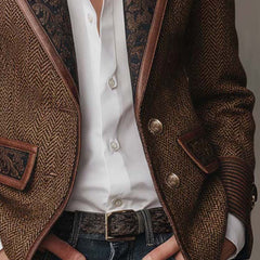 Herringbone Panel Blazer