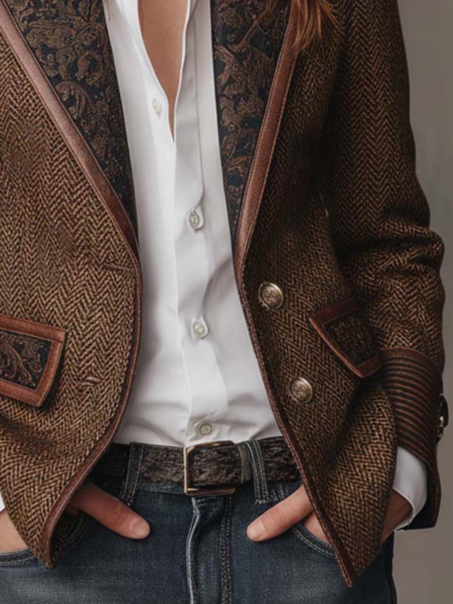 Herringbone Panel Blazer