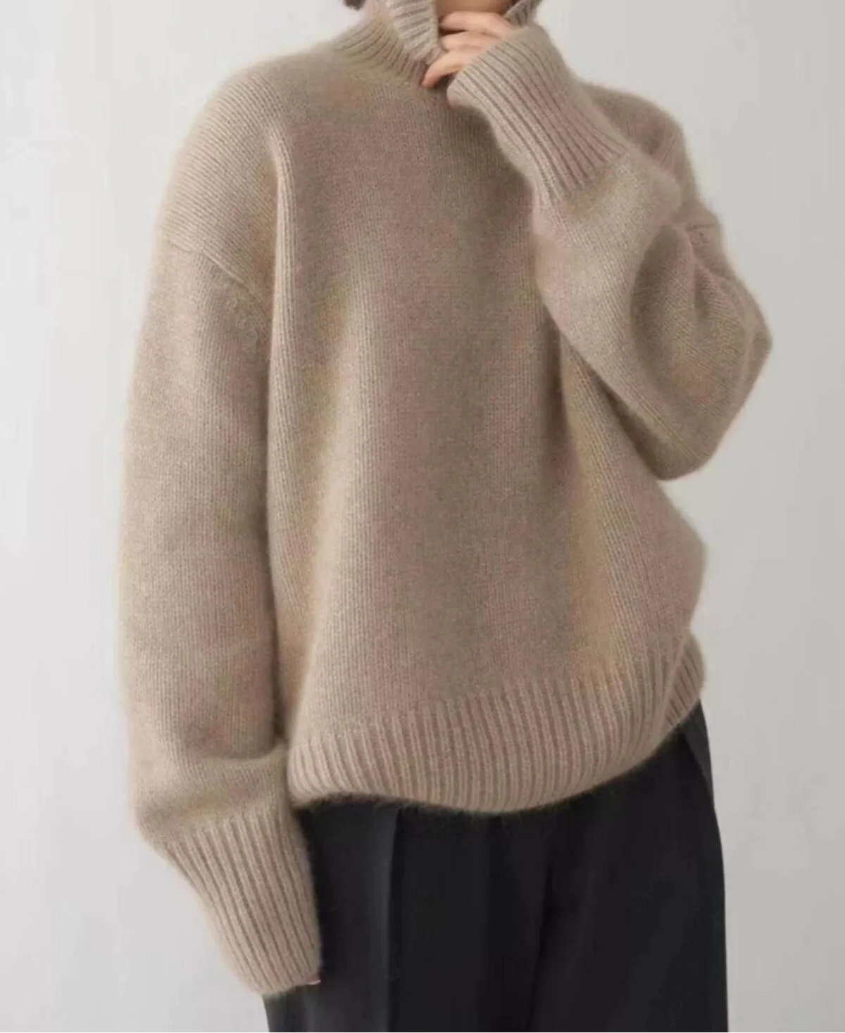 Turtleneck Dropped Shoulder Sweater