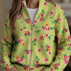 Pink Floral Lime Zip Cardigan