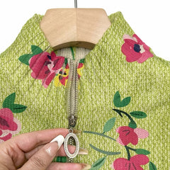Pink Floral Lime Zip Cardigan