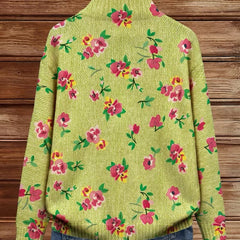 Pink Floral Lime Zip Cardigan