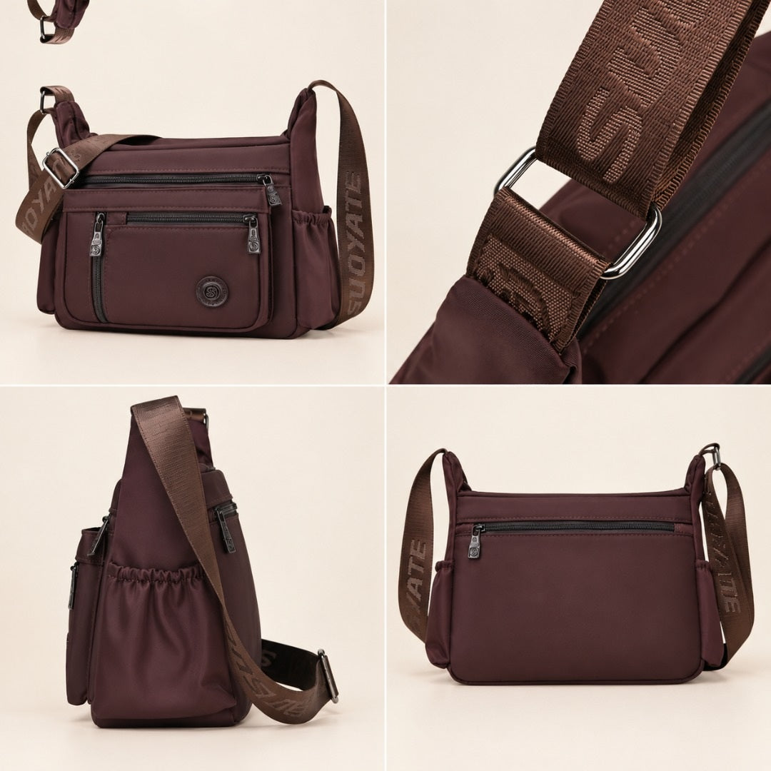 Iris crossbody bag from four angles