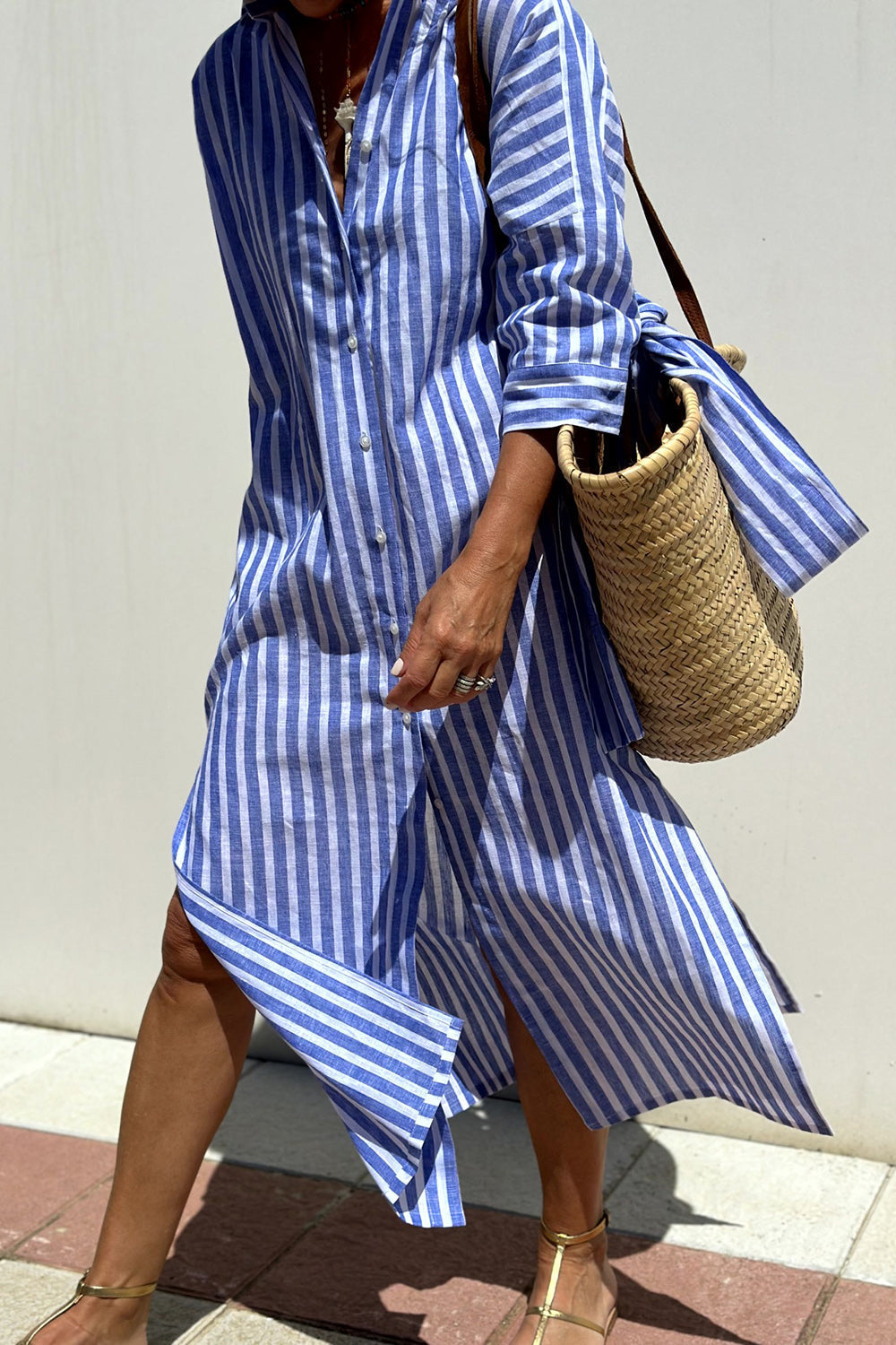 Sophia | Classic Striped Shirt Dress