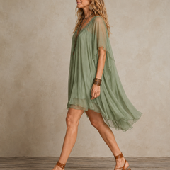 Boho tiered mini dress detail