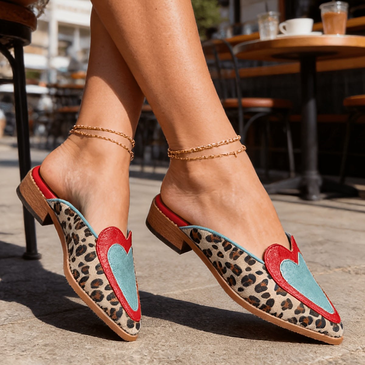 Backless Mules with Leopard Print