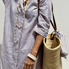 Sophia | Classic Striped Shirt Dress
