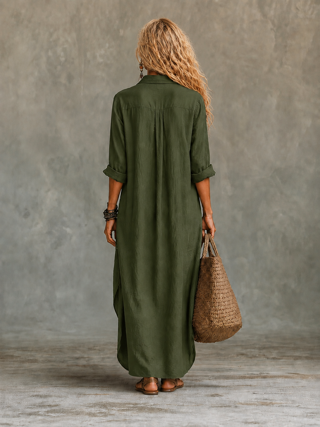 Collar and button detail on maxi dress