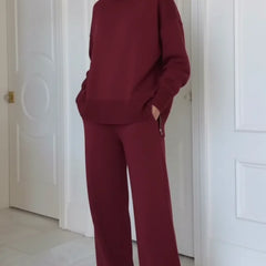 de Dos Piezas con Cuello Alto y Cremallera, Pantalones Rectos