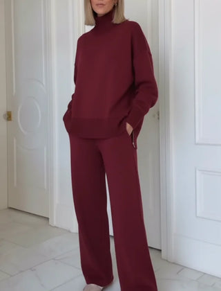 de Dos Piezas con Cuello Alto y Cremallera, Pantalones Rectos