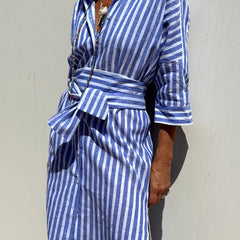 Sophia | Classic Striped Shirt Dress