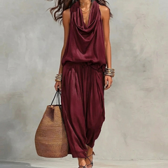 Flowy Set with Draped Halter Top and Pants