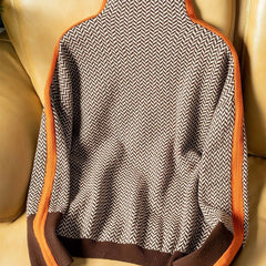 Elegant Contrast Turtleneck Sweater