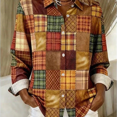 Vintage Patchwork Button Front Blouse