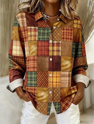 Vintage Patchwork Button Front Blouse