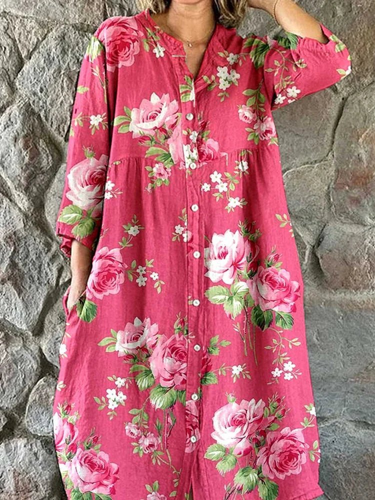 Maddie | Floral Art Shirt Dress