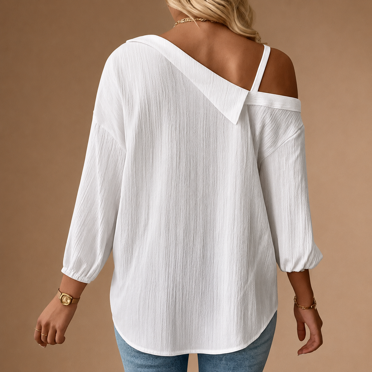 Off-Shoulder Linen Shirt
