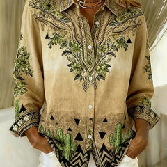Vintage Western Floral Button Blouse