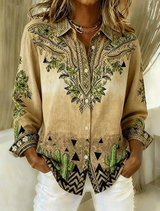 Vintage Western Floral Button Blouse